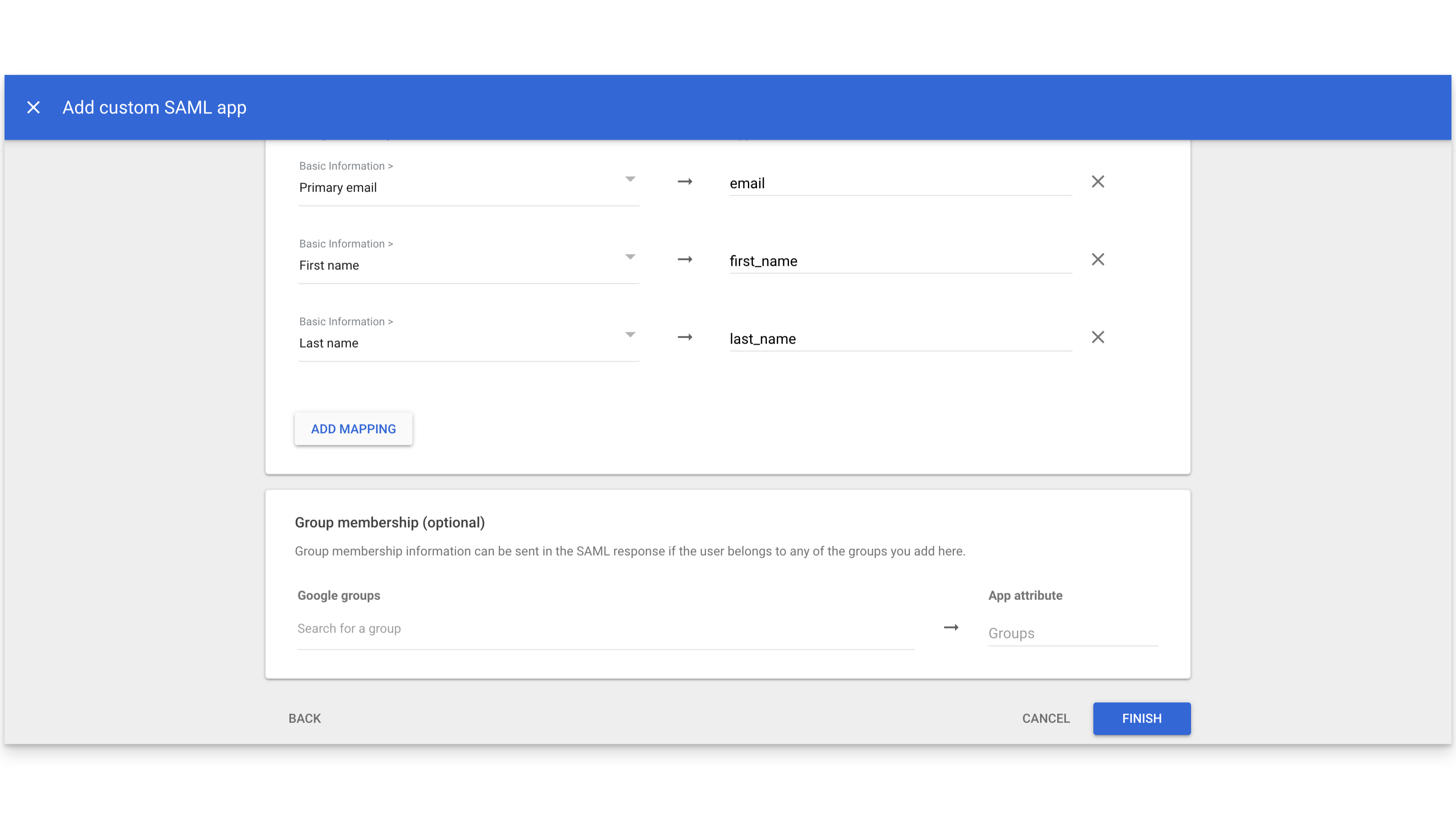 Google add custom saml app