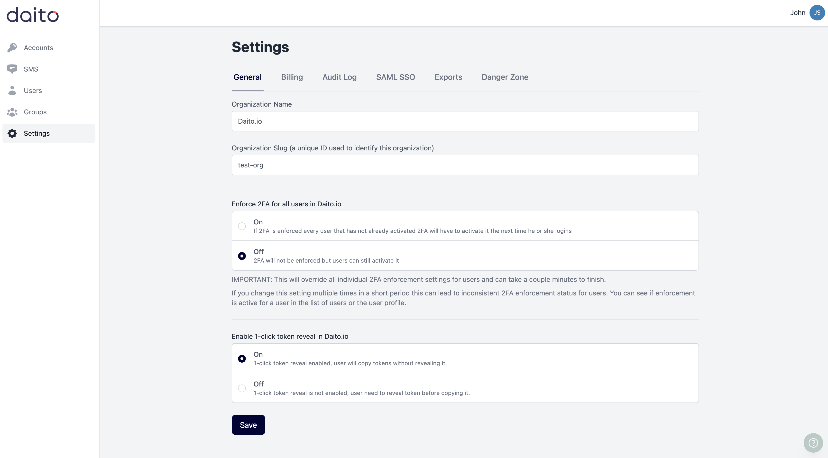 general settings