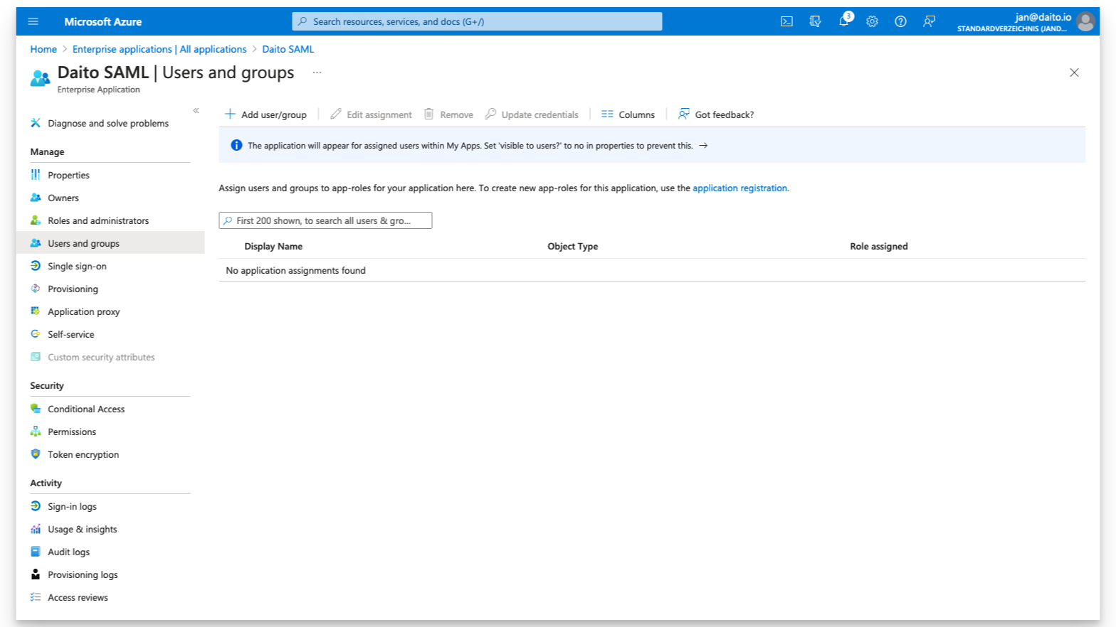 Microsoft Saml setup add users