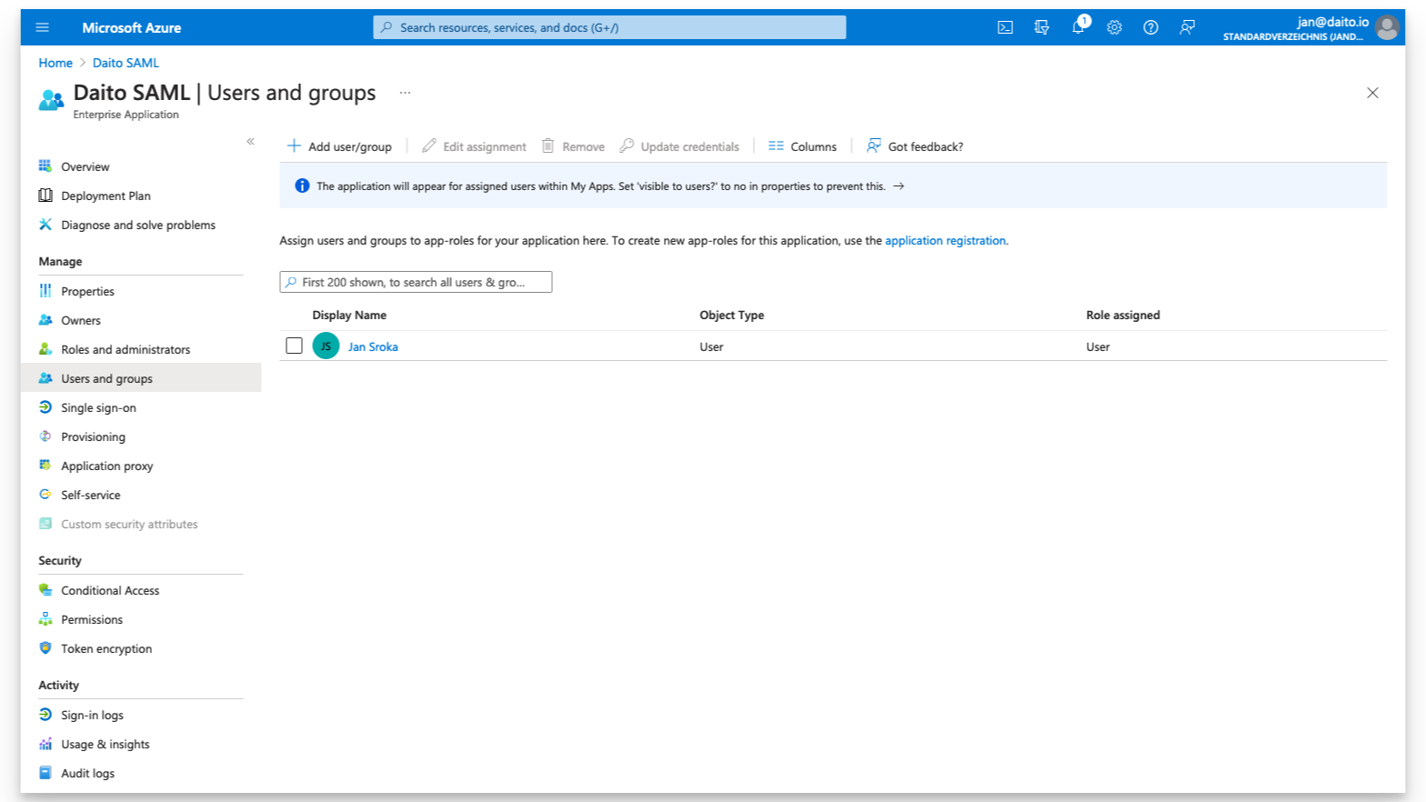 Microsoft Saml setup add users