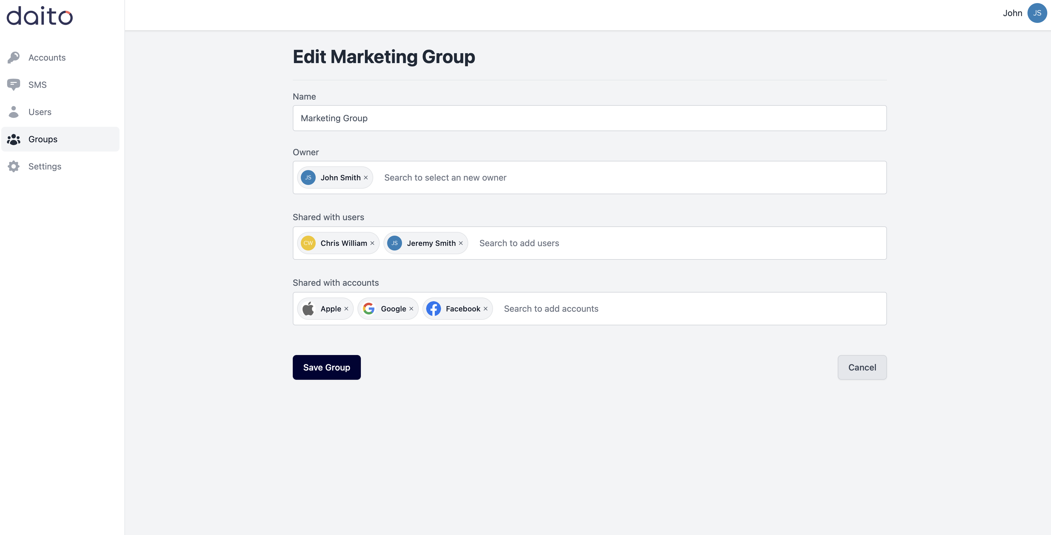 edit groups
